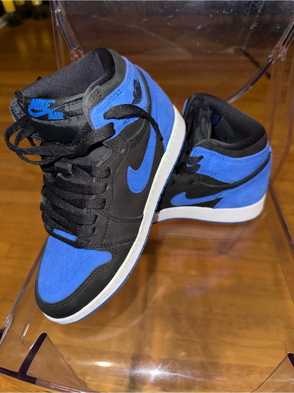 Nike Air Jordan 1 Mid - Black and Blue 5.5Y